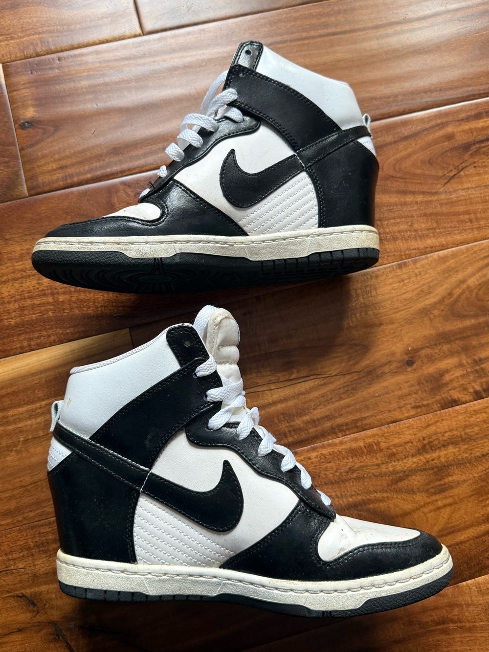 Nike Women’s Black & White High-Top Wedge Sneakers — Classic Swoosh